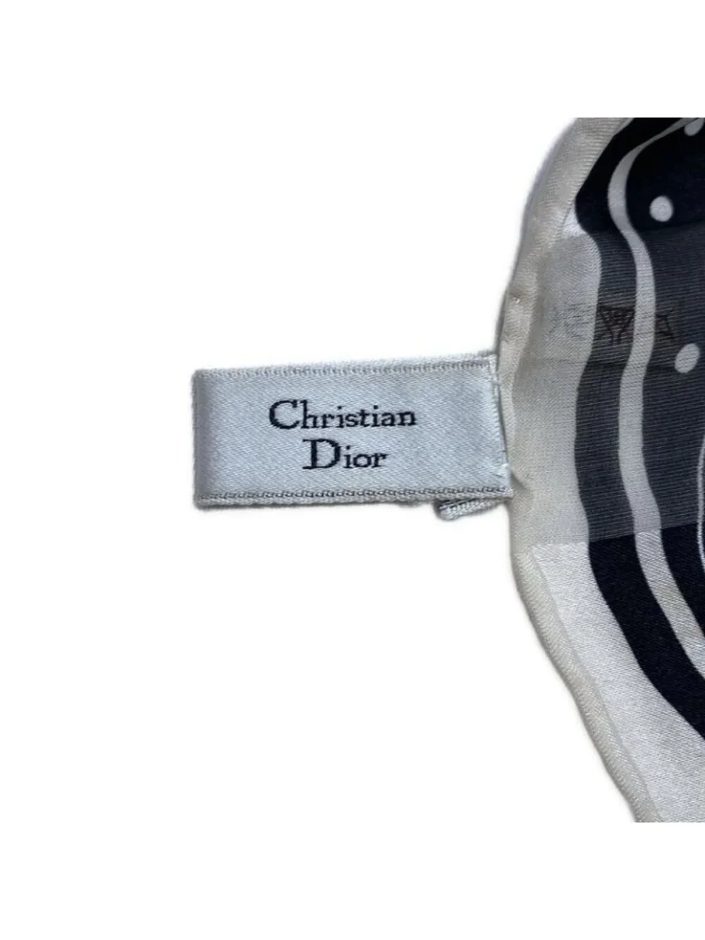 Dior Scarf Black White Dot Pattern Border Sheath